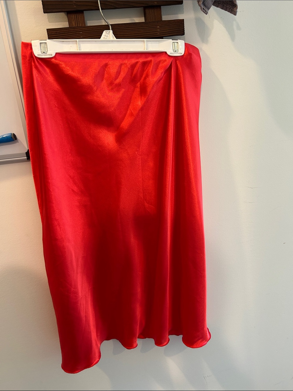 Nicole Miller Vibrant Red Satin Midi Skirt